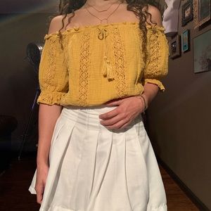 American eagle yellow crocheted crop top